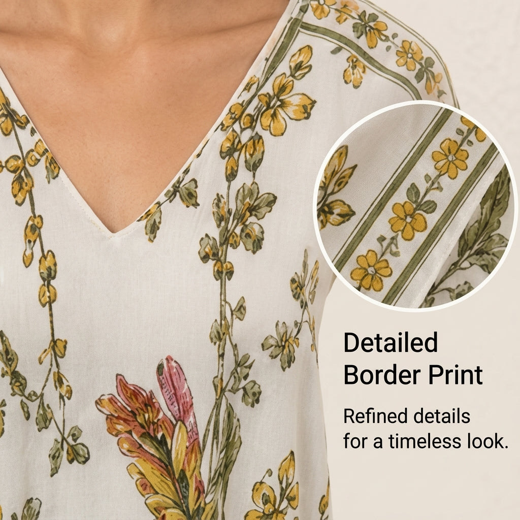 All-Over Print Women's Imitation Silk V-neck Kaftan Robe