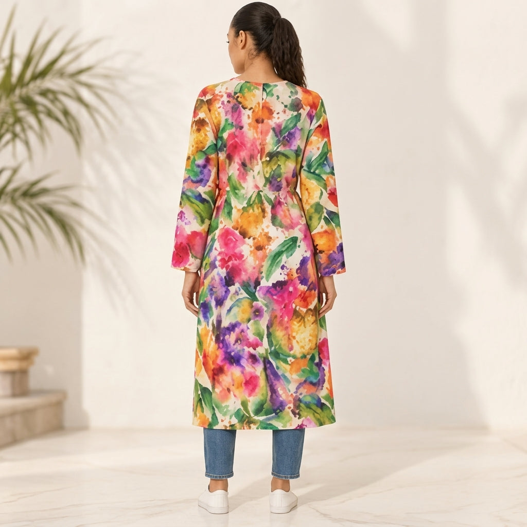 All- Over Print Women's Long Sleeve Mesh Cardigan